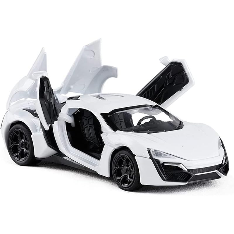 Image of New 1:24 Hyper Sport Diecast Alloy Metal Pull Back Car with Openable Doors Music Sound and Light Vehicle Toy Car for Kids Boys (Black)