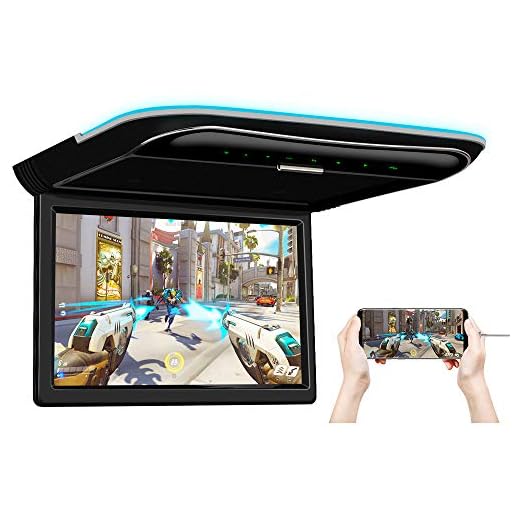 XTRONS 11.6 Inch Car Overhead Roof Mounted Monitor Screen Ultra-Thin Flip Down TV for Cars 1080P Car Video Player with Built-in Speaker Support IR, USB, HDMI, AV Input (No DVD)