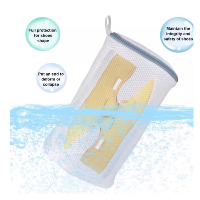 Shoes Wash Bags, Laundry Shoe Mesh Bag with Zipper for Washing and Drying Machine, Reusable and Durable Reinforced Shoe Cleaning Bag, Shoe Cleaning Laundry Bag for Gym Shoes, Sneaker, Slipper-White3
