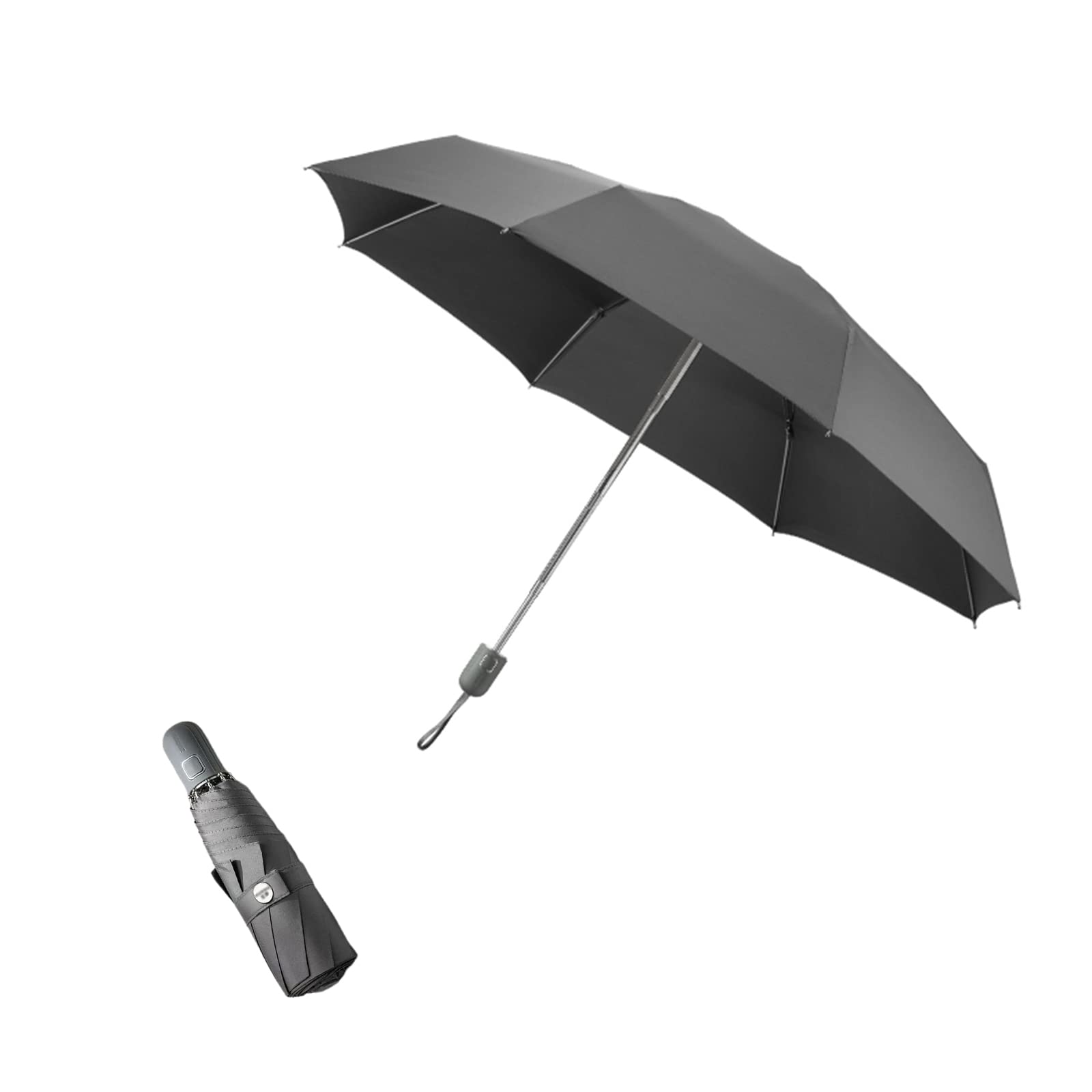 Wiatroszczelny, kompaktowy parasol podróżny, składany parasol z 8 żebrami, ze wzmocnioną ramą, za pomocą jednego przycisku do automatycznego otwierania i zamykania parasola