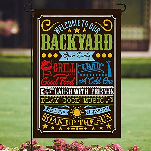 Chengxun HYQ1307 Welcome To Our Backyard Garden Flag Welcome Sign Home Yard And Outdoor Decor Double Sided 12.5*18 Inch Flag thumb #3
