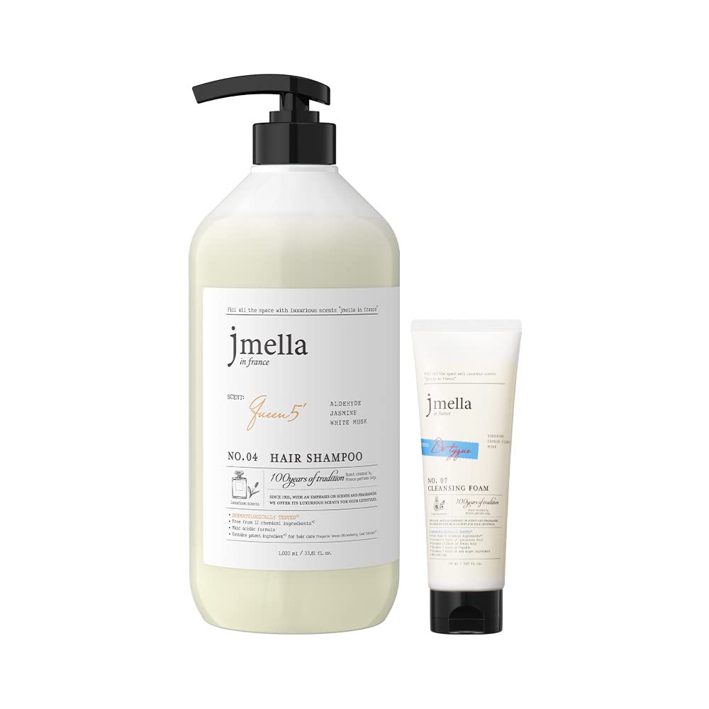jmella IN FRANCE Queen 5 Shampoo, 16.9 fl oz + Daily Hypoallergenic Face Cleanser