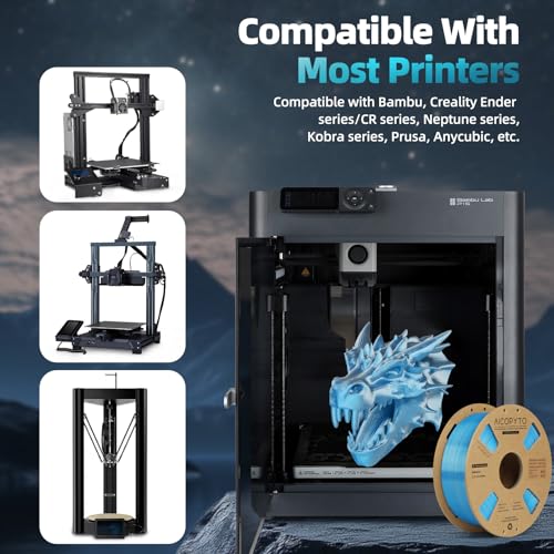 Image of Dual Color Silk PLA 3D Printer Filament 1.75mm,Dual Color 2-in-1 Silver-Blue Silk Filament 1KG Spool (2.2lbs) Dimensional Accuracy Probability + /- 0.02mm Fit Most FDM 3D Printers, Blue-Silver