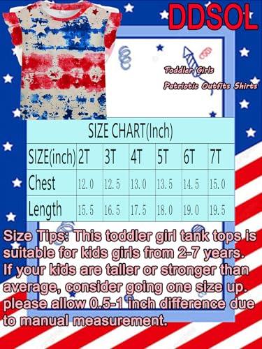 Image of Toddler Girls July 4th Shirts American Flag Ruffle Short Sleeve Patriotic Red White Blue Star Outfits Blouse Tops