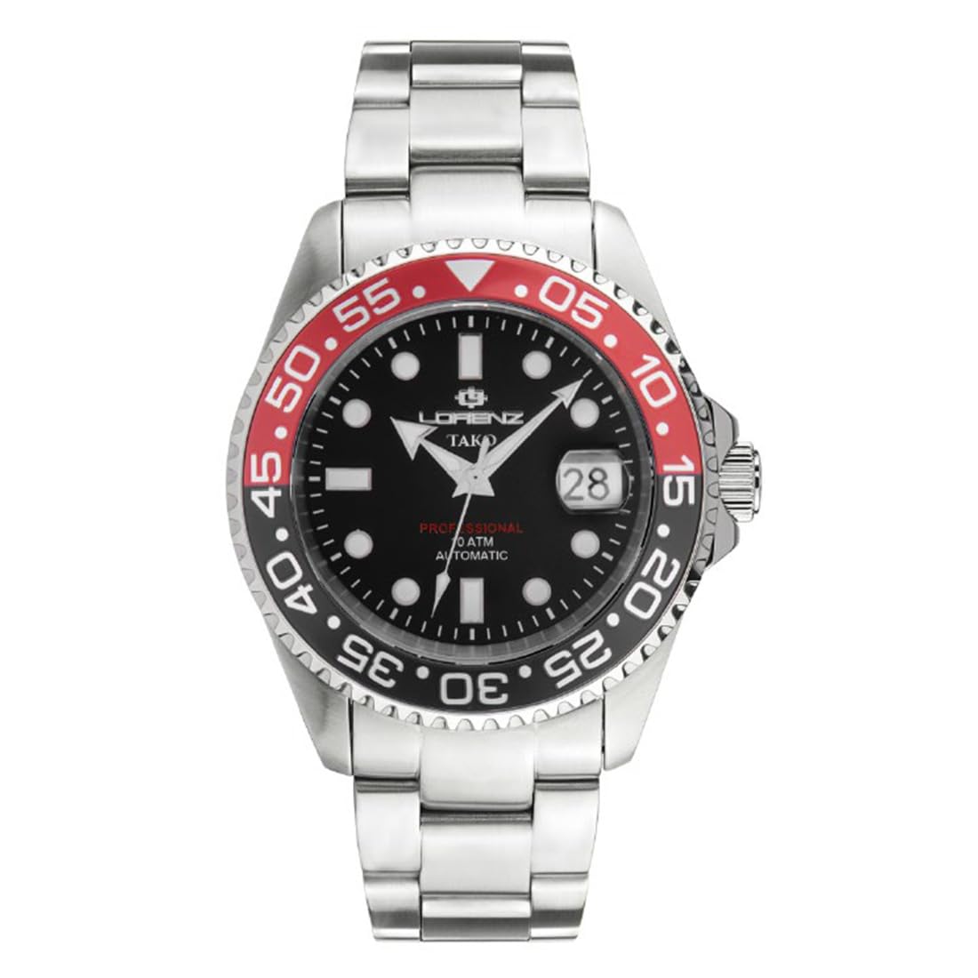 Lorenz Tako 030254PP Orologio da uomo automatico in acciaio inossidabile sub 100 metri