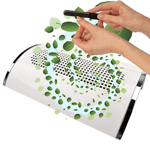 Nagel-Staub-Kollektor-Maschine, Berufs-Nagel-Staubsauger mit DREI Ventilatoren 40W großer leistungsfähiger Nagel-Staub-Sauger,Weiß