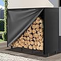 Kendane 4FT Firewood Rack Outdoor with Cover, Heavy Duty Adjustable Firewood log Storage & Holder, Wood Pile Lumber Storage Rack Stacking Outside for Courtyard Patio.