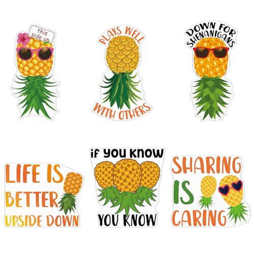 Cosmisun Cruise Door Decorations Magnetic - 6 PCS Upside Down Pineapple Cruise Ship Door Decorations Magnets Funny Tropical Pineapples Cruising Cabin Magnet Stickers for Ship Stateroom Carnival