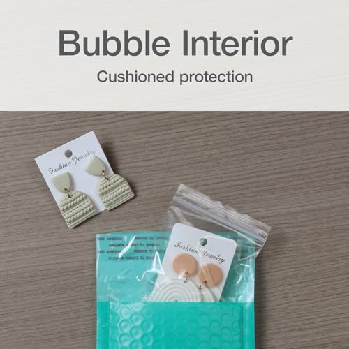 Image of Quality Park Bubble Mailers, 4 x 8 Shipping Envelopes, Self-Seal, Small Teal Padded Envelopes, Redi-Strip Peel Off Closure, 50 Per Box (QUA85915)