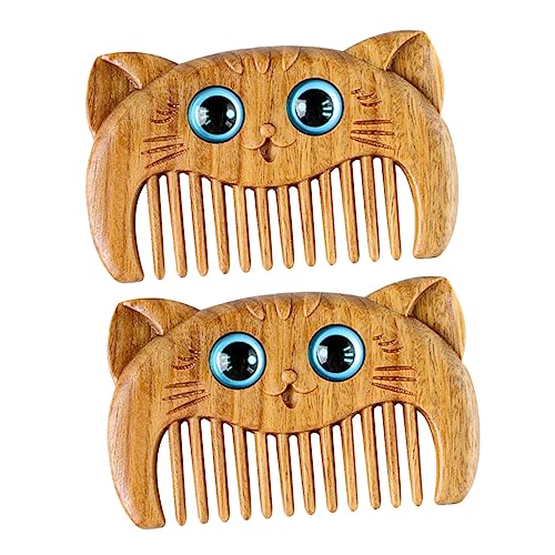 CALLARON 2Pcs Sandalwood Cat Hair Combs Portable Wooden Grooming Brushes for Neat and Organized Fur Lightweight and Compact Design for Travel present for Pet Owners