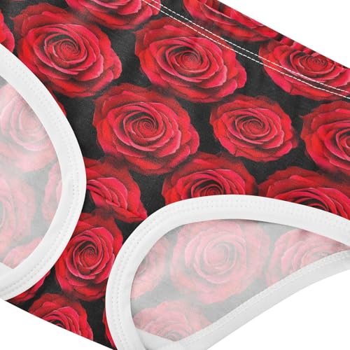 Joisal Toddlers Underwear Floral 2t Cotton Little Girl Panties Personalized Kids Briefs Undies Red Roses Floral Black4