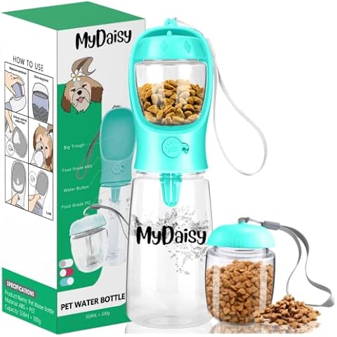MYDAISY Bebedero Portatil para Perros con Comedero y envase de Comida de 100g Cover
