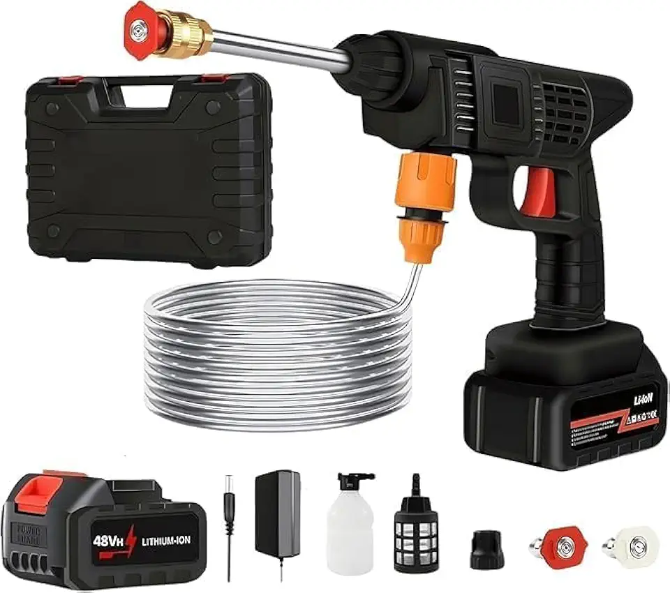 Lavadora de Alta Pressão Portátil 48V, Sem Fio (1 Bateria)