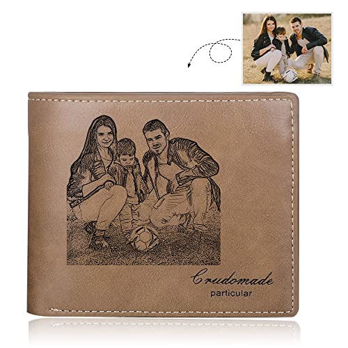 Image of Gifts for Men Personalized Custom Photo Wallets for Men Engraved Picture & Initial Name Wallets for Men Customized Gifts for Fathers Day