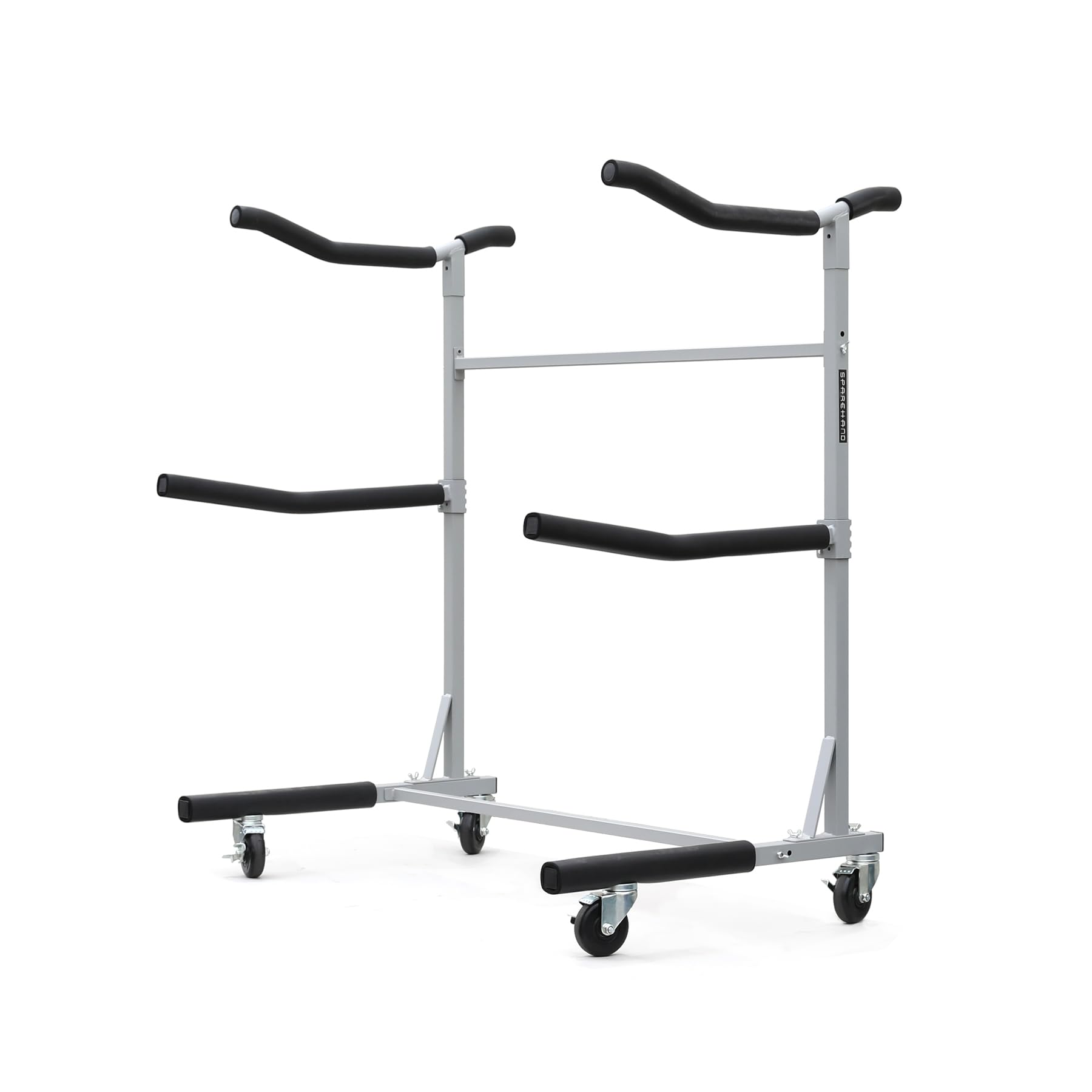 SPAREHAND Freestanding Triple Storage Rack - Heavy Duty G-C4 Caster Wheels with W/Brake - Tri-Level Rack System for 3 Kayaks, SUPs, Canoes, & Paddleboards - Suitable for Indoor & Outdoor