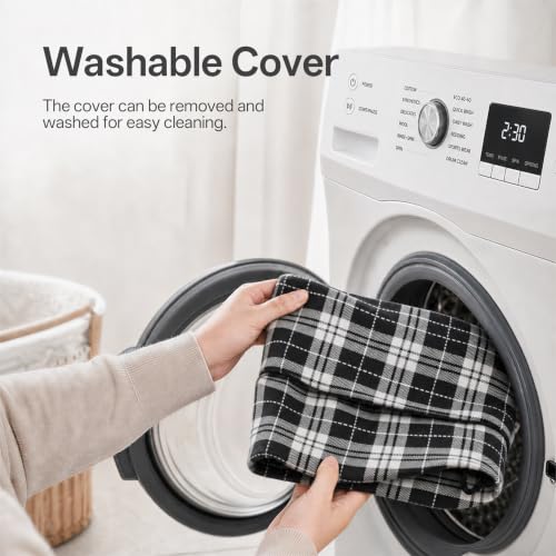 Image of Sunolga Door Draft Stopper, Removable Washable Cover, 38 inch, Balck & White