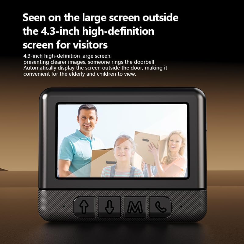 Video Doorbell Night Vision High Definition Two-way audio, HD video,IP68 Rainproof, 4.3inch Monitor Large Capacity Battery,Video Doorbell with Monitor Wireless - Image 4