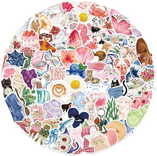 100 Autocollants Esthétiques Summer – Stickers Vinyle Waterproof pour Gourde, Ordinateur, Cahier...