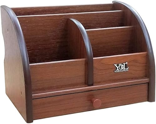 Caja de almacenamiento de control remoto de madera con cajón delgado para el hogar y la oficina organizador de escritorio bolígrafo/portalápices