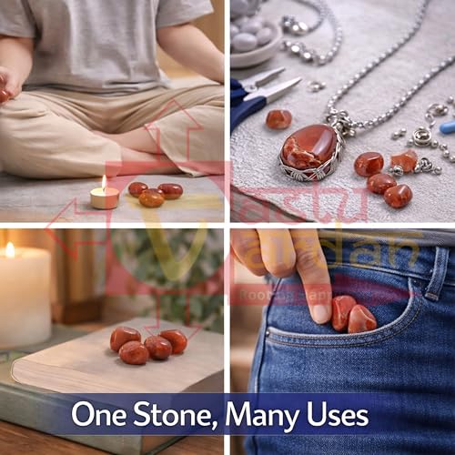 Image of Crystal Red Jesper Tumble Stone | 50 gm Tumbled Gemstones | Reiki Healing Stones | Home Decor Pebbles | Aquarium Gravel | Garden & Table Decor