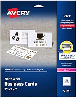 Avery Printable Business Cards, Laser Printers, 250 Cards, 2 x 3.5 (5371)