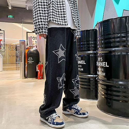 FCOOLYEET Men's Y2K Jeans Hip Hop Baggy Star Denim Pants Grunge Aesthetic Streetwear Jeans Relaxed Fit Trousers4
