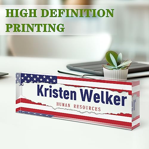 Image of Custom Flag Name Plate for Desk, Desk Name Plate Personalized, Office Decor for Women Men, Acrylic Desktop Accessories, Office Appreciation Gifts for Boss Social Workers Nurse Teacher Employee (Flag A)