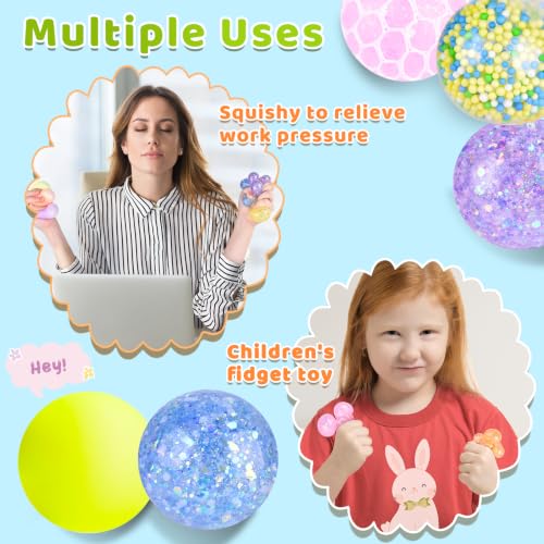 Mini Stressbälle 14 Stück Antistressball, Squishy Stressball für Geschenke für Geburtstagsfeiern Ostern Füller, Fidget Stress Ball 14 Pcs für ADHS, Angst, OCD Angst abbauen und Beruhigung