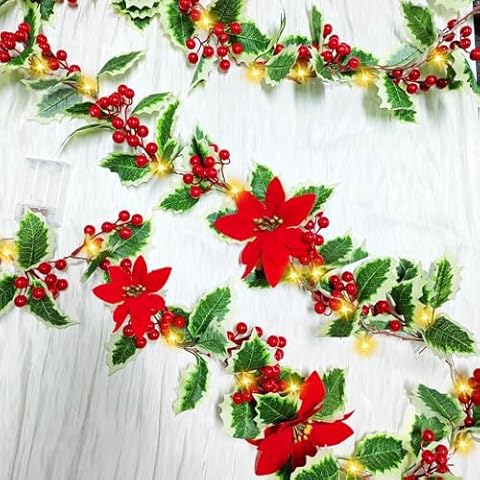 KOLODOGO 9 FT Red Berry Garland Cover