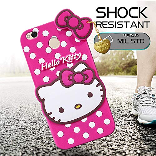 Image of Unirock Hello Kitty Back Case Cover for Redmi 4| 3D Cute Hello Kitty Case |Soft Silicone Rubber Back Cover with Pendant Kitty Cover for Redmi 4 (Pink)