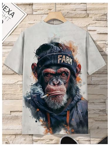 Men's 3D Monkey Graphic Tees Short Sleeve Crew Neck Novelty Cool T Shirts2