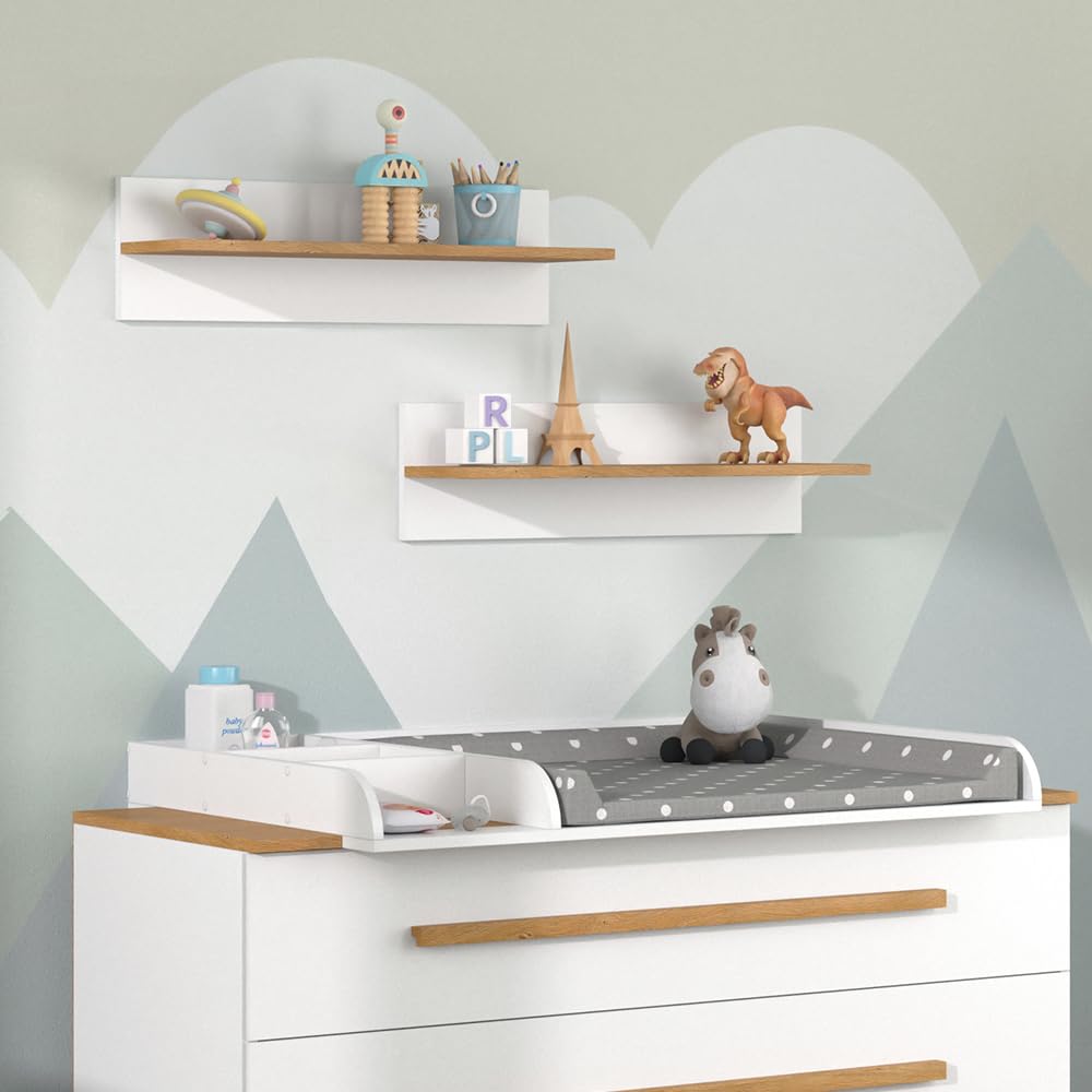 VitaliSpa Estante de Pared para habitación Infantil Malia, Blanco, 70 x 20 cm, para Montaje en Pared con Compartimento Abierto para Libros y decoración