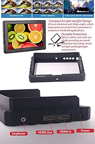 Lilliput 7 Inch A7S-B Black 1920X1200 Ips On Camera Monitor With 4K Hdmi Input Output Field Monitor For Dslr And Mirrorless Cameras With Free Gifts:mini Magic Arm Mount + Lp-E6 Plate+ 12V Ac Adapter #TOP4