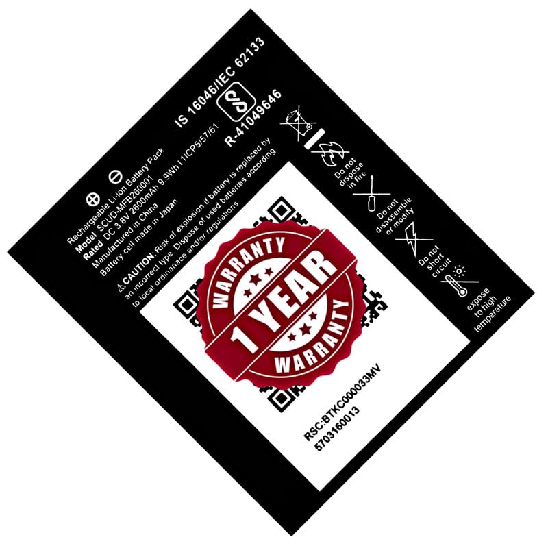 Image of Original EL-BP515761V | SCUD-MFB260001 Battery Compatible with Jio JMR540 WiFi 4G Hotspot Data Card - (2600mAh) - 1 Year Warranty CD6