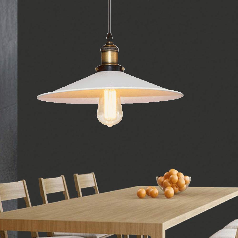 Lustre Salon Moderne Lustre Suspension Industrielle Ru00e9tro Abat-jour Mu00e9tal Plafonnier Edison E27 Luminaire De Plafond Pour Chambre Cuisine Salon Bar Blanc 33511393 Lustre Enfant
