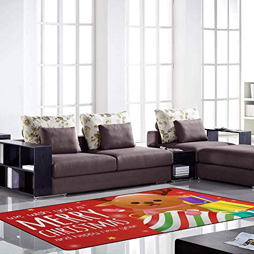 Tapis de salon renne rouge grand format Ruchen tapis rectangulaire design - 4