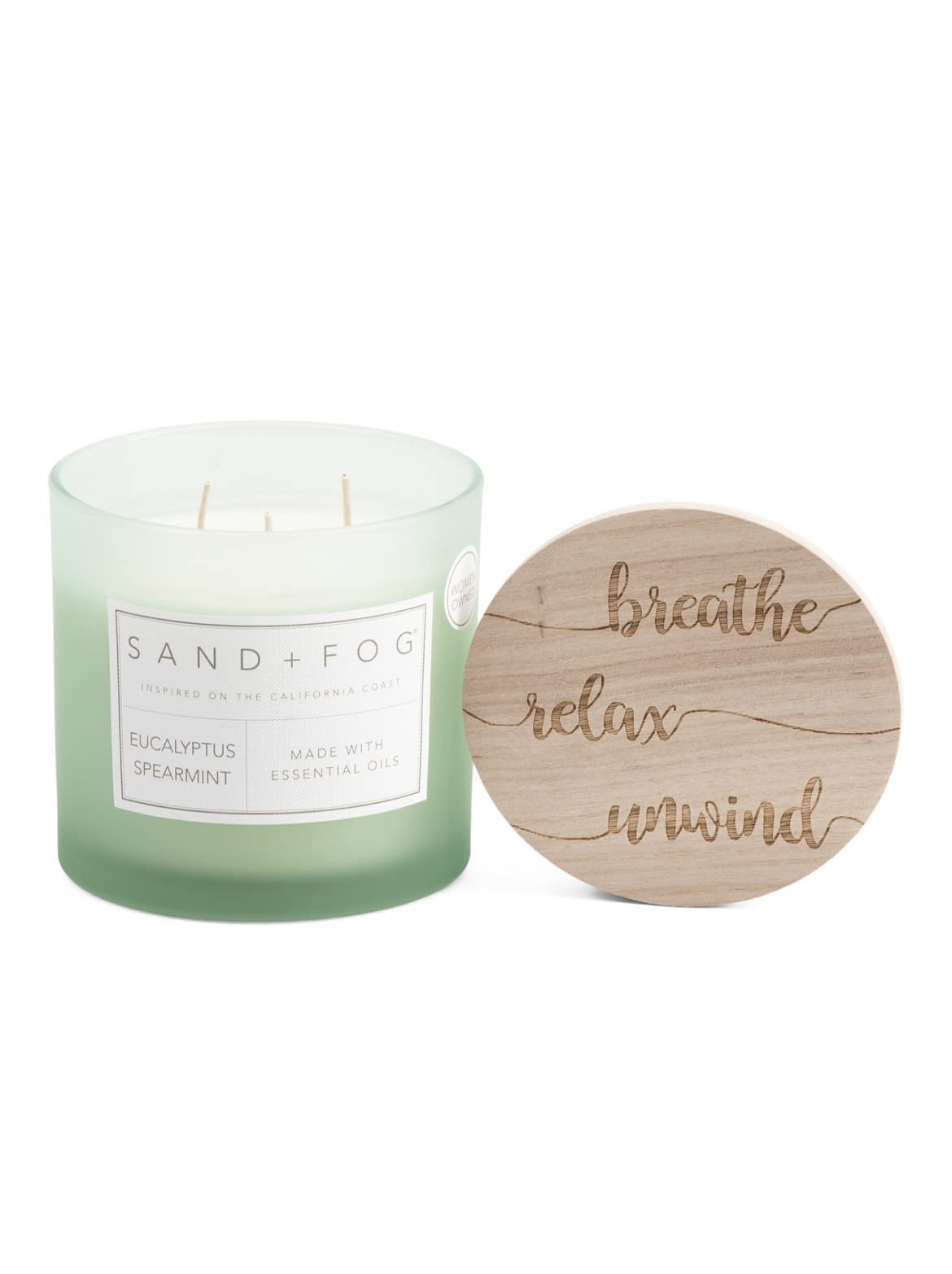 Sand + Fog Eucalyptus Spearmint Scented Candle, Large Triple Wick, 25 Oz