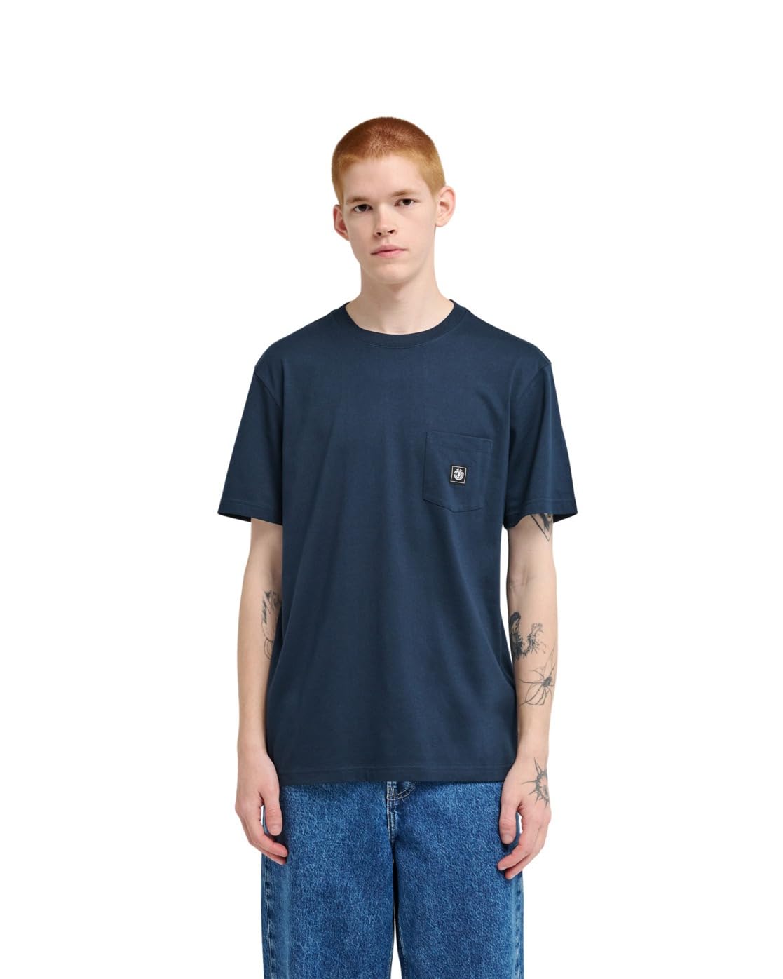 Element Icon Label Pocket - Short Sleeve T-Shirt - Men - Blue.