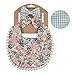 Luluspace 2 Pcs Bandeaux Bébé + 1 Pc Bavoirs Bandanas Bébé Fille Nouveau-Né Imprimé Floral Double Face, Bavoirs Bandana pour Bébé Filles