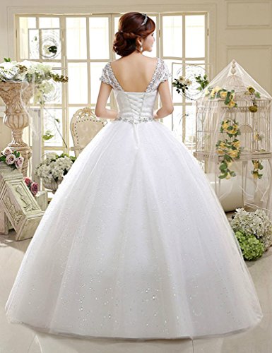 Eyekepper Double Shoulder Floor Length Bridal Gown Wedding Dress Custom Size2