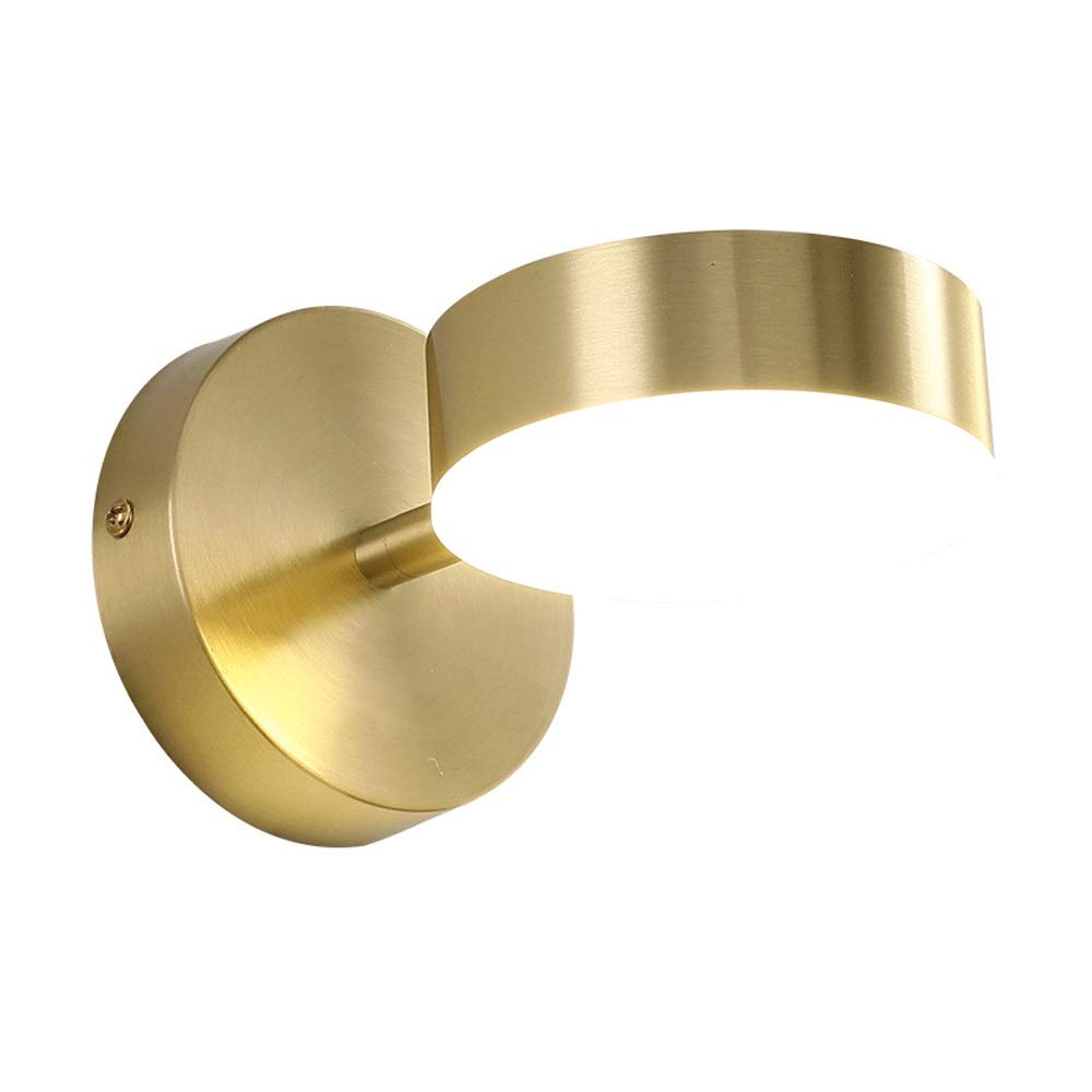 YNIYUJKL Wall Lamp, Led Wall Light Rotatable Wall Sconce Brass Wall Lamp Modern Wall Lighting Fixture, Bedroom Bedside Wall Sconces Copper Headboard Lamps, 3 Color Mode Geom