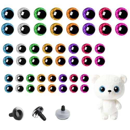 LOLANIUT Lot de 48 Yeux de sécurité en résine pour Animaux au Crochet, 12/16/20 mm, Yeux de...