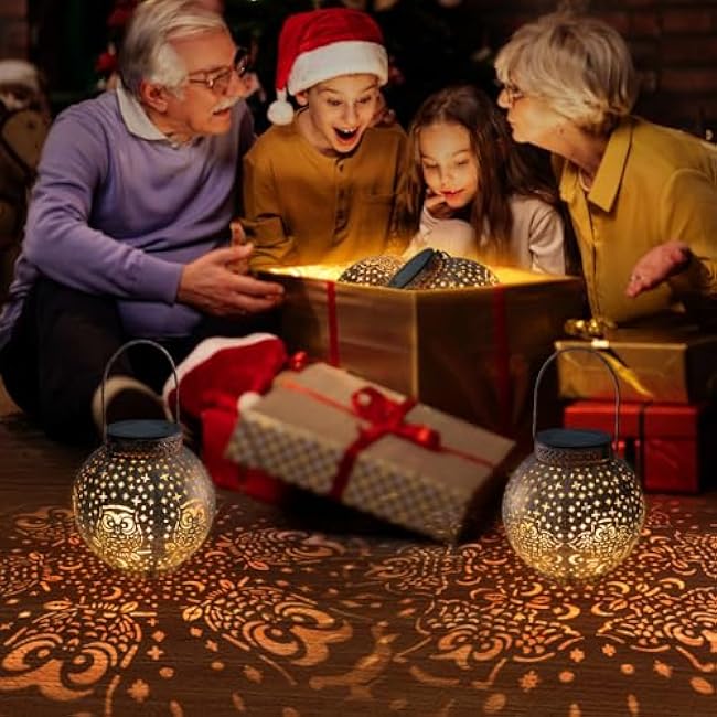 Solar Lanterns Outdoor Waterproof Garden Decorative Lights Owl Hanging Solar Lanterns for Patio, Table, Pathway, Balcony, Lawn, Yard Decor 2 Pack