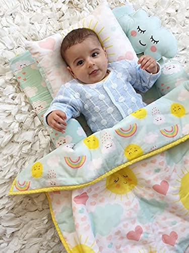 Image of Baby Jalebi Personalized Reversible Soft Organic Cotton Baby Blanket (Sunshine, Initials inchT inch)