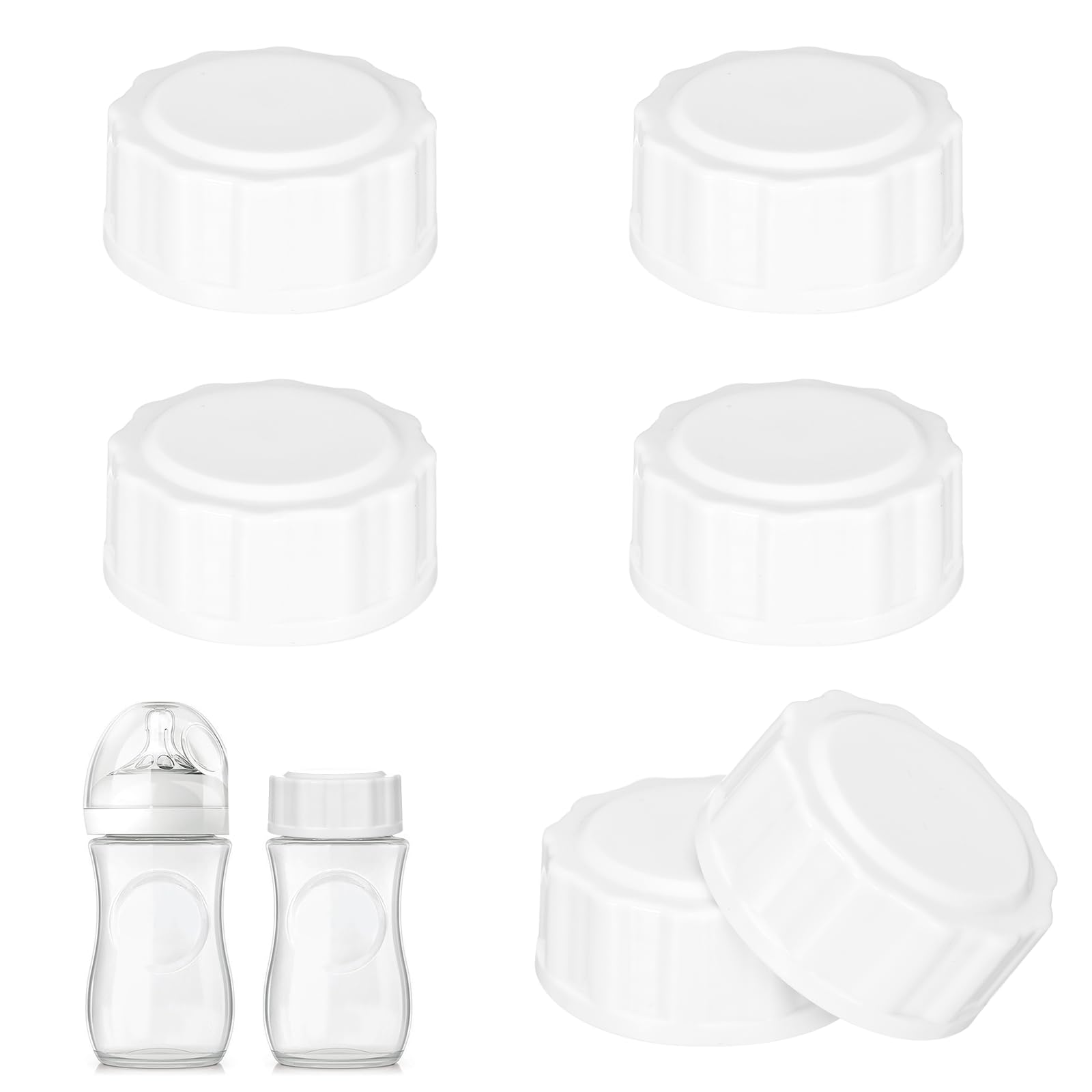 6 chiusure per bottiglie di vetro Philips Avent, coperchio anti-colica con anello di tenuta, chiusura per bottiglie, accessori per viaggi e conservazione (5 cm, bianco)