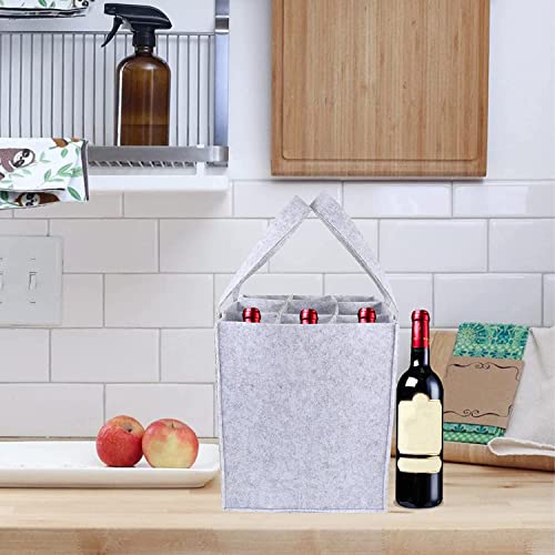 Image of GREENSHEEP 9 Bottle Wine Carrier Bag, Reusable Wine Bottle Tote Bag, Portable Wine Travel Bag with Handle for Picnic, Camping, Travel, Wine Tasting, Party (Light Grey 9 Pockets)