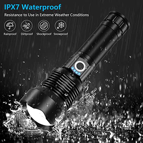 Kicoeoy Rechargeable Flashlights High Lumens, 12 H Runtime & 200000 Lumens Super Bright Flashlight With 5 Modes, Ipx7 Waterproof Flashlights For Camping, Emergencies (2 Pack) #TOP5