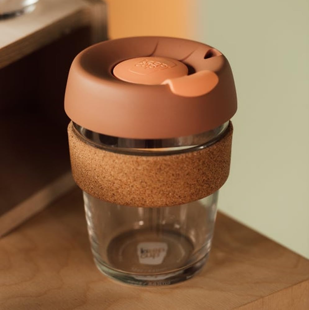 KeepCup Brew Cork - Reusable Coffee Cup Tempered Glass and Natural Cork, M 12oz/340ml - Frappe - Image 2