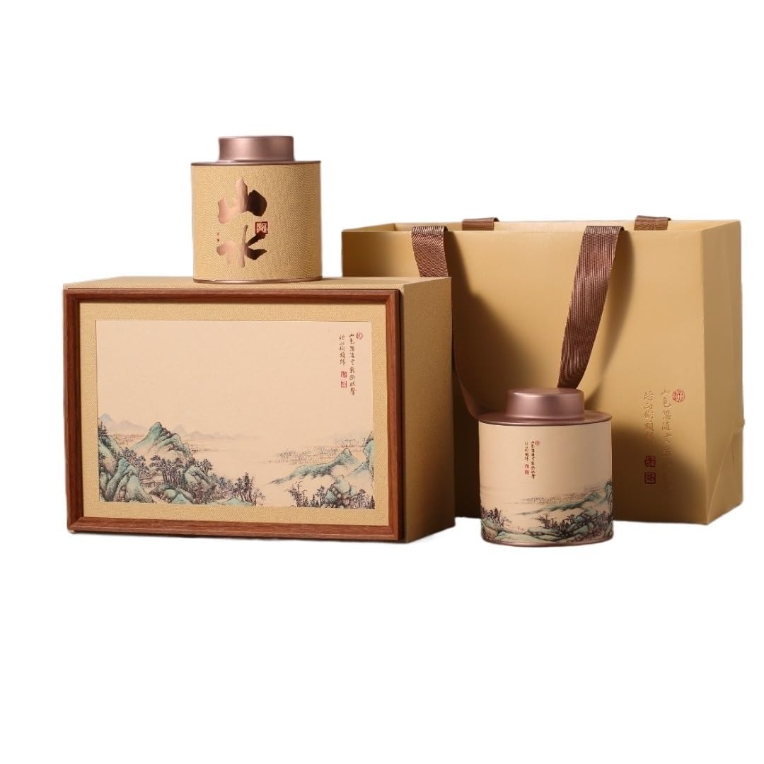 Organizador de Bolsitas de Té Contenedor de almacenamiento de té a granel, lata de hojalata, lata sellada, juego de té chino retro, juego de caja de regalo de doble lata Organizador de Té Contenedor d