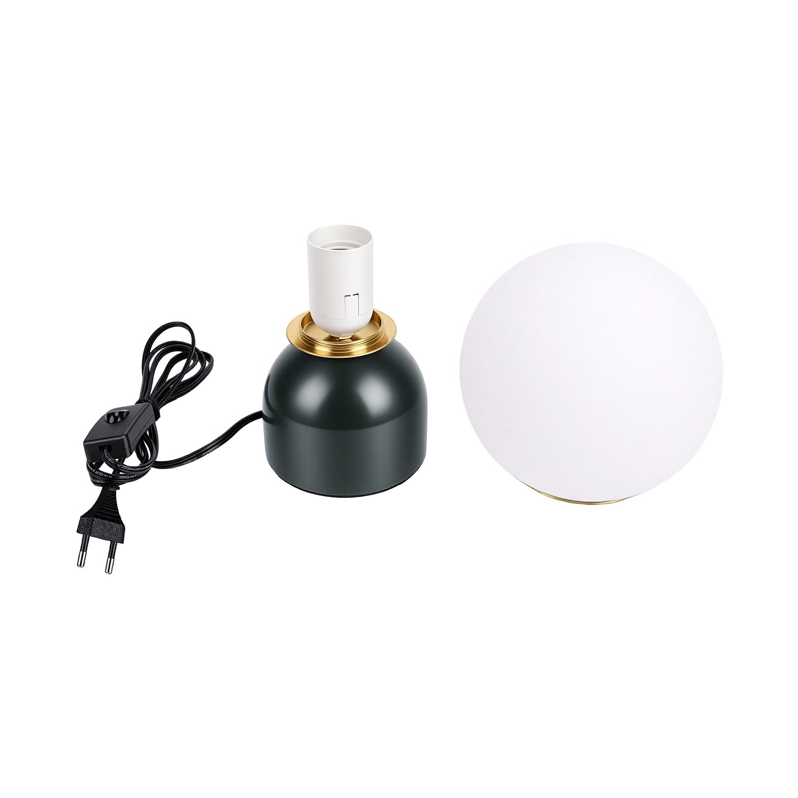 FTVOGUE Lampada da Comodino Globe con Paralume in Vetro e Base in Marmo | Attacco E27, Luce Calda per Soggiorno, Studio, Camera da Letto, Compatibile con Lampadina Dimmerabile